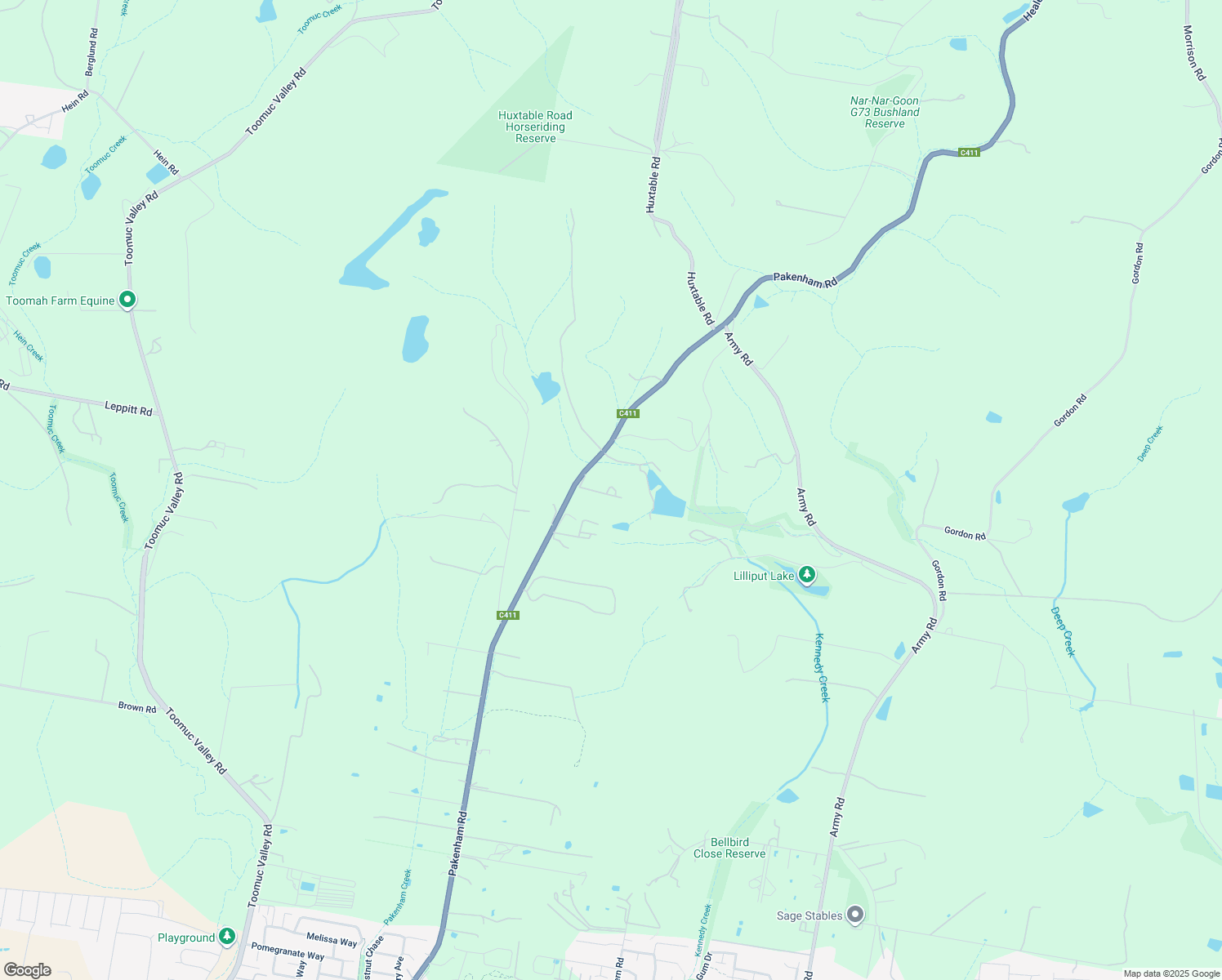 map of restaurants, bars, coffee shops, grocery stores, and more near 400 Pakenham Road in Pakenham