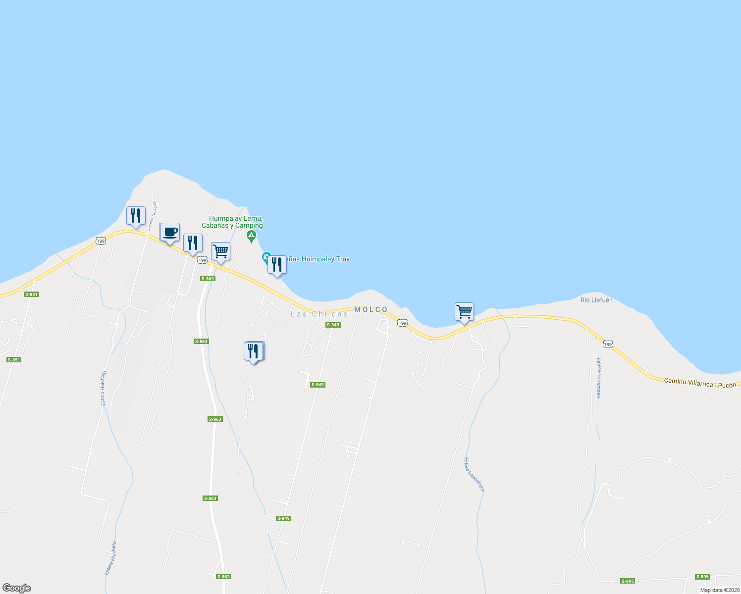 map of restaurants, bars, coffee shops, grocery stores, and more near in Las Chilcas