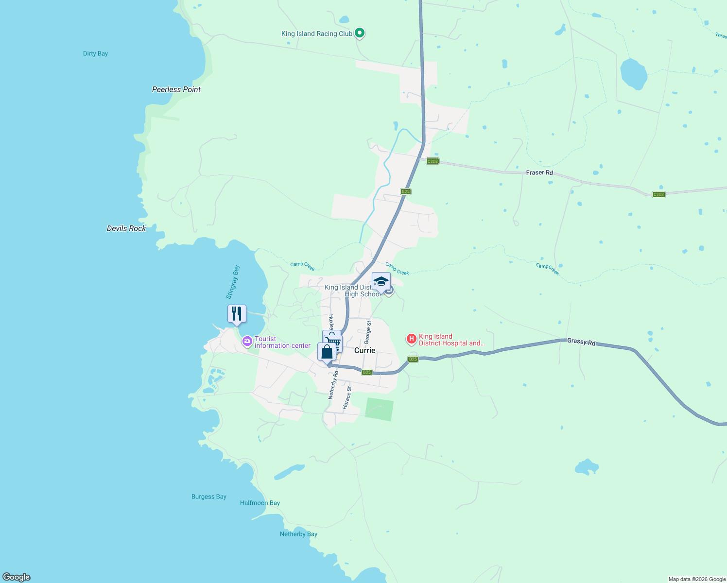 map of restaurants, bars, coffee shops, grocery stores, and more near Shaw Street in Currie