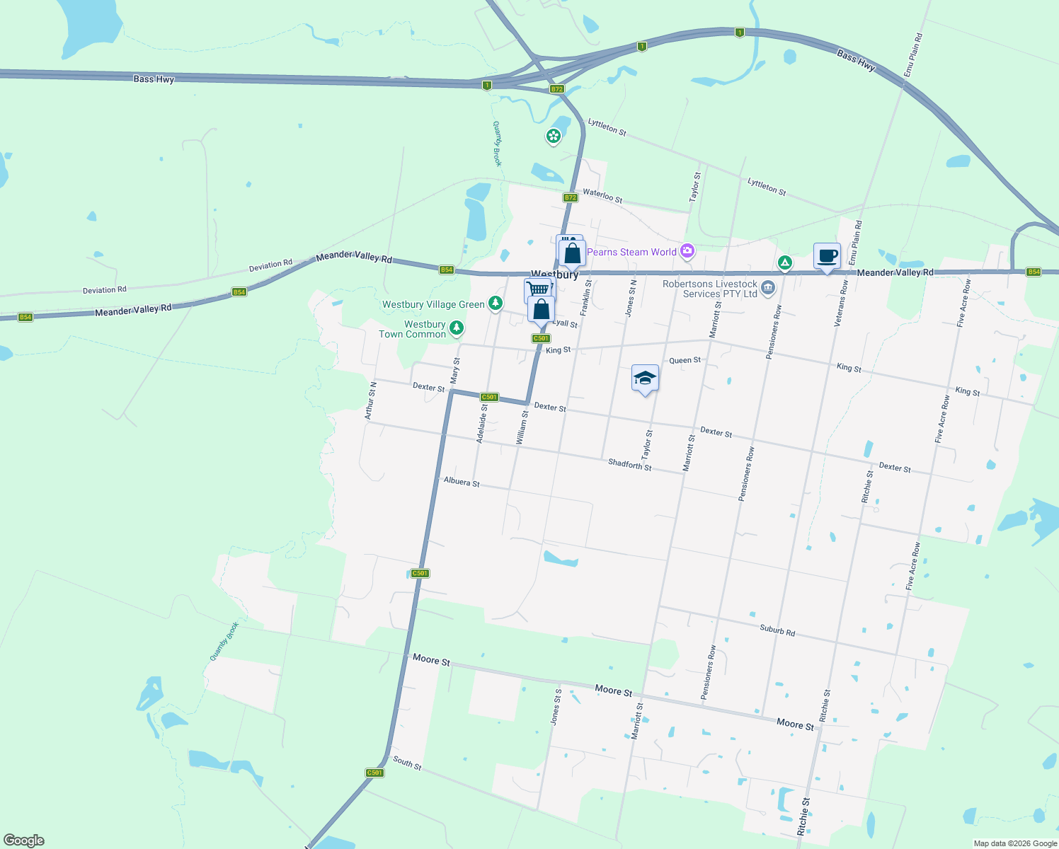 map of restaurants, bars, coffee shops, grocery stores, and more near 81 William Street in Westbury