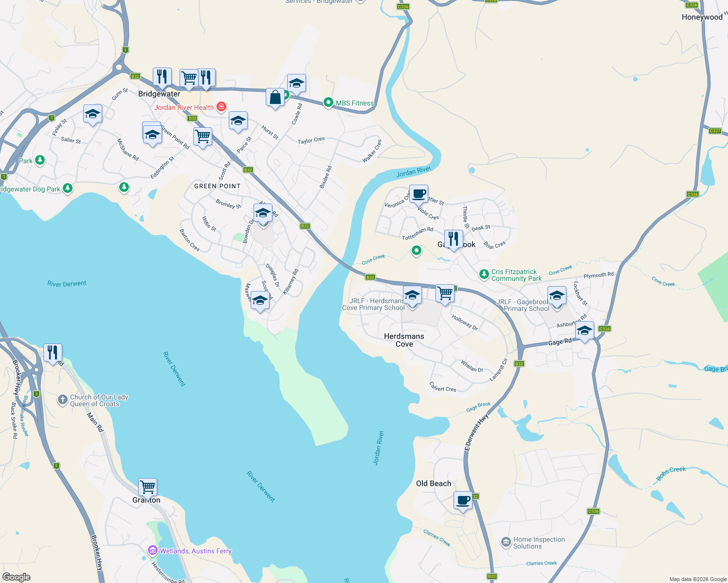 map of restaurants, bars, coffee shops, grocery stores, and more near 81 Fisher Drive in Herdsmans Cove