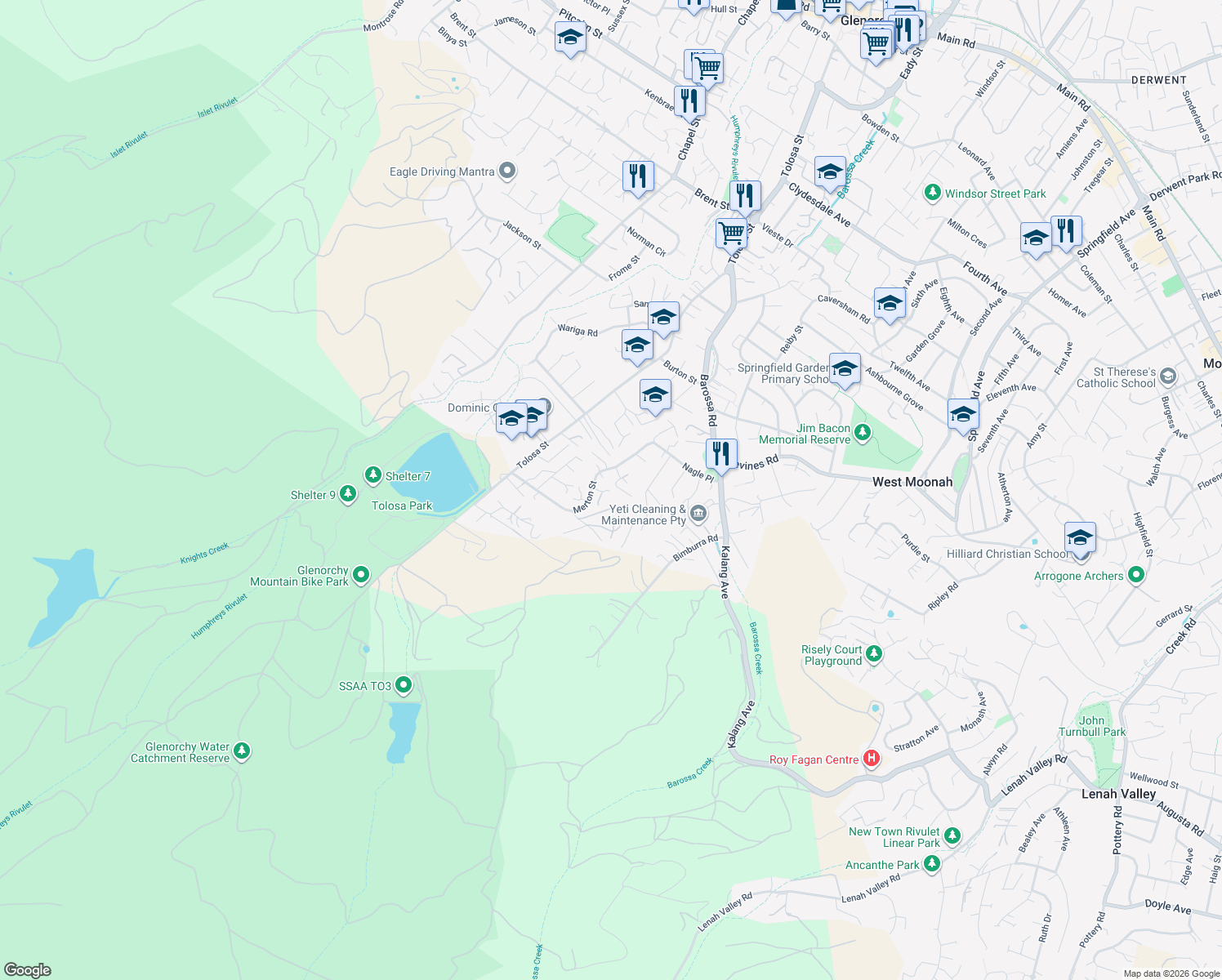 map of restaurants, bars, coffee shops, grocery stores, and more near 6 Peppo Court in Merton
