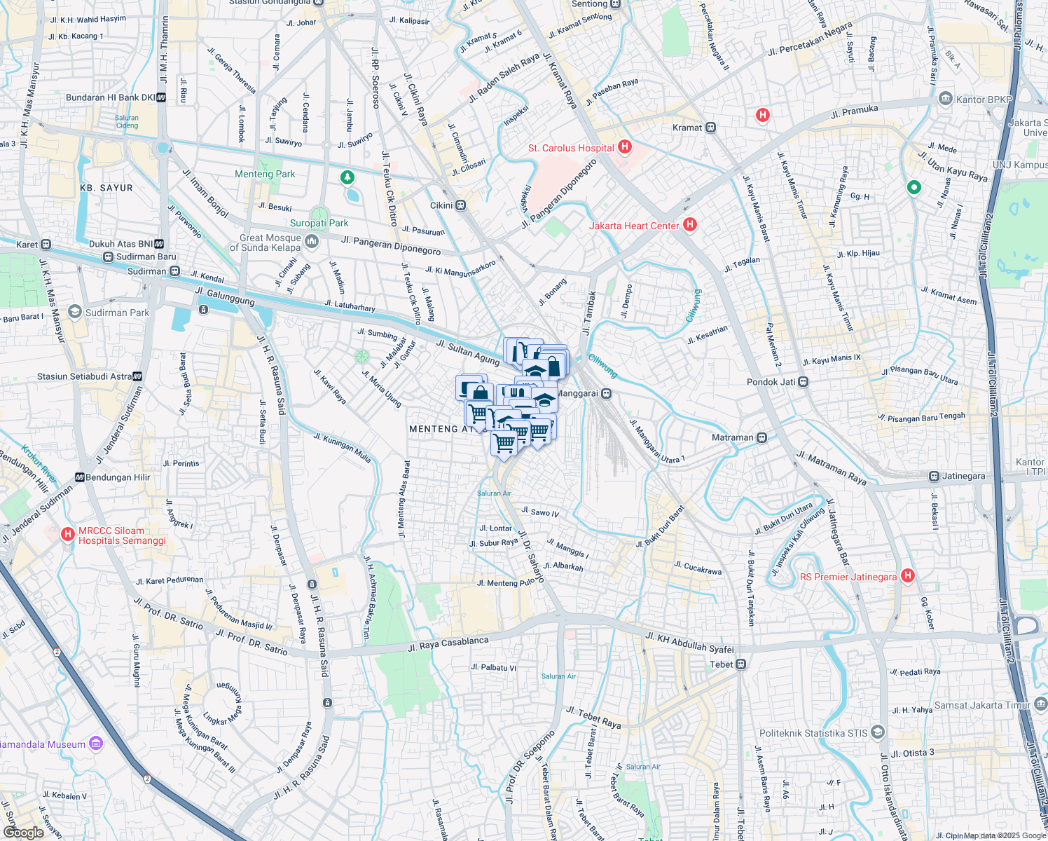 map of restaurants, bars, coffee shops, grocery stores, and more near 65d Jalan Sultan Agung in Kota Jakarta Selatan