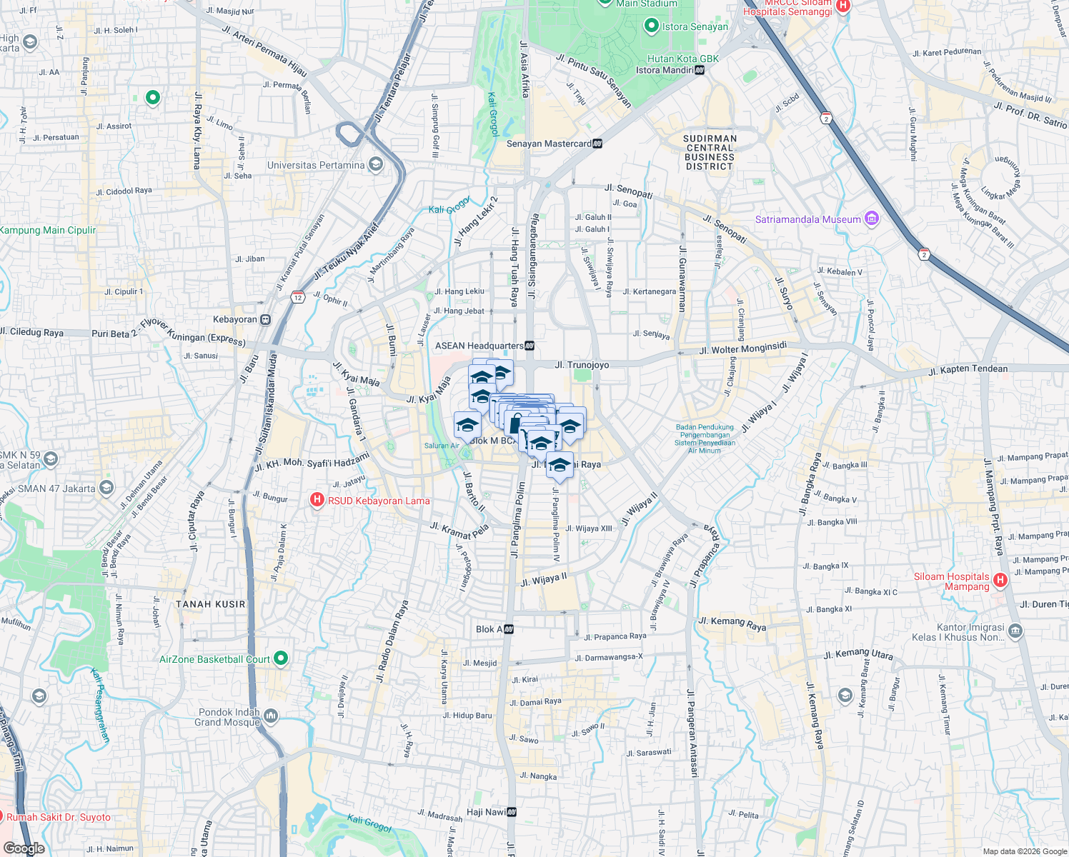 map of restaurants, bars, coffee shops, grocery stores, and more near 1 Jalan Sultan Hasanuddin Dalam in Kota Jakarta Selatan