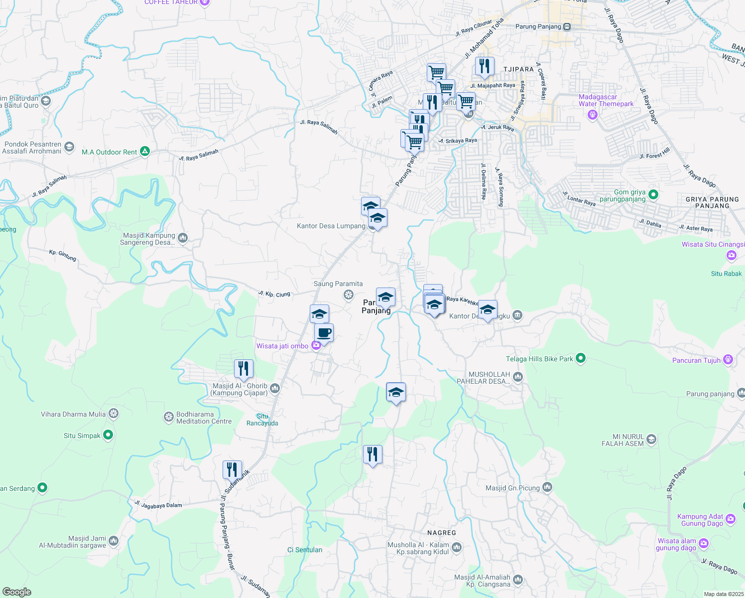 map of restaurants, bars, coffee shops, grocery stores, and more near in Bogor