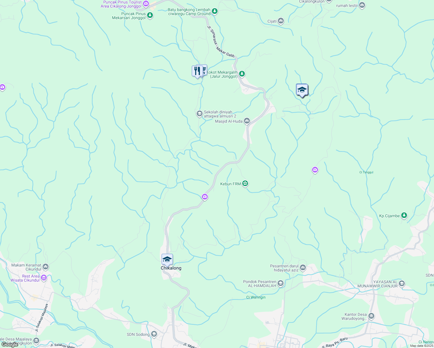 map of restaurants, bars, coffee shops, grocery stores, and more near Jalan Sirnarasa - Mekar Galih in Kabupaten Cianjur