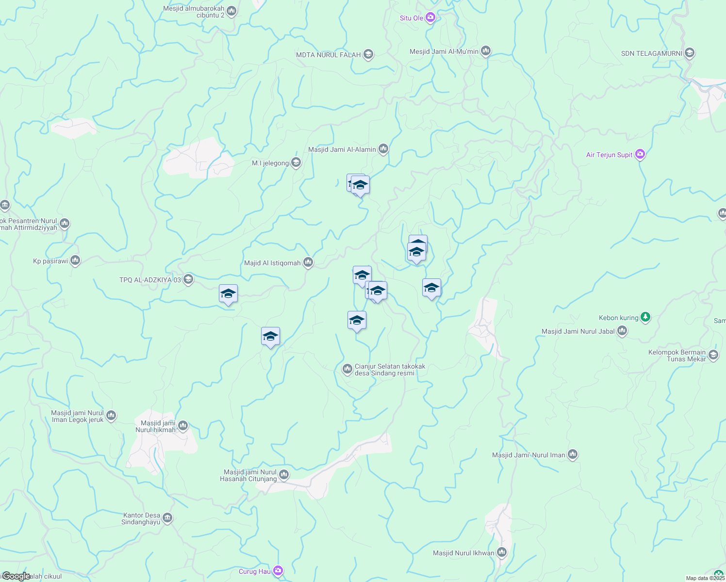 map of restaurants, bars, coffee shops, grocery stores, and more near Jalan Pasirhayam in Kabupaten Cianjur
