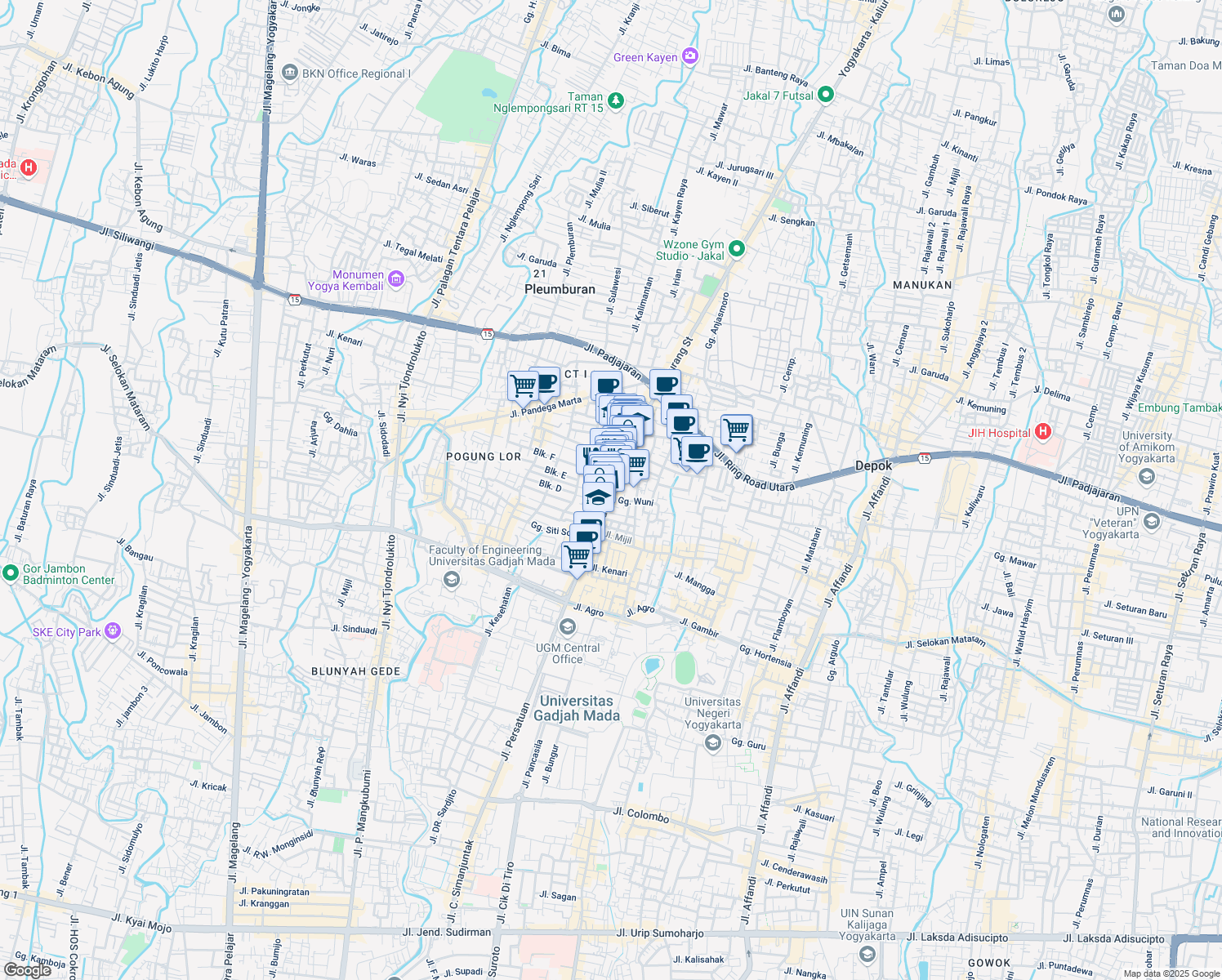 map of restaurants, bars, coffee shops, grocery stores, and more near Jalan Sabo in Kabupaten Sleman