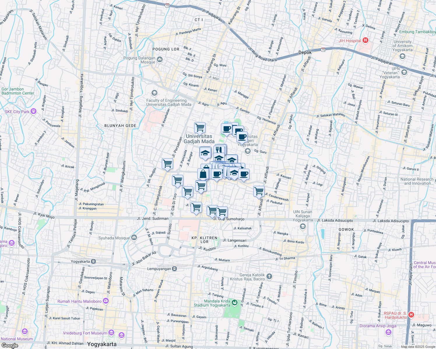 map of restaurants, bars, coffee shops, grocery stores, and more near Jalan Sabo in Kabupaten Sleman