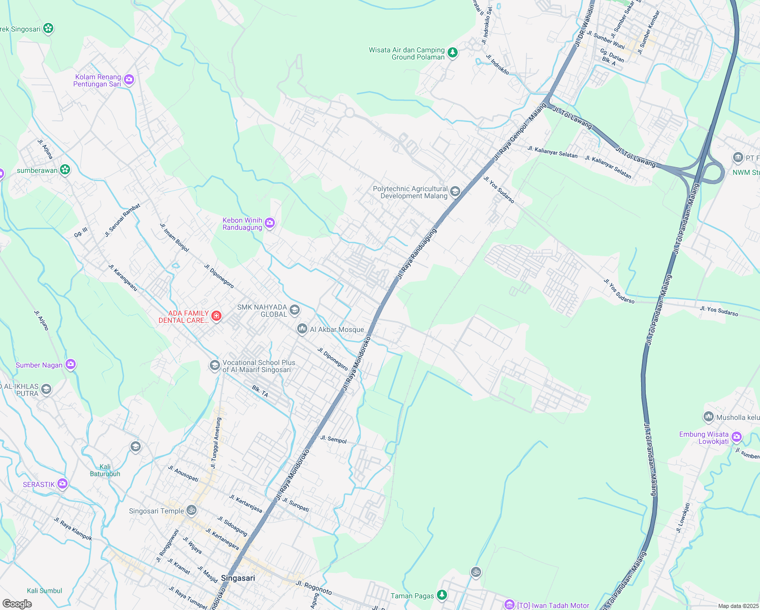 map of restaurants, bars, coffee shops, grocery stores, and more near Jalan Raya Randuagung in Kabupaten Malang