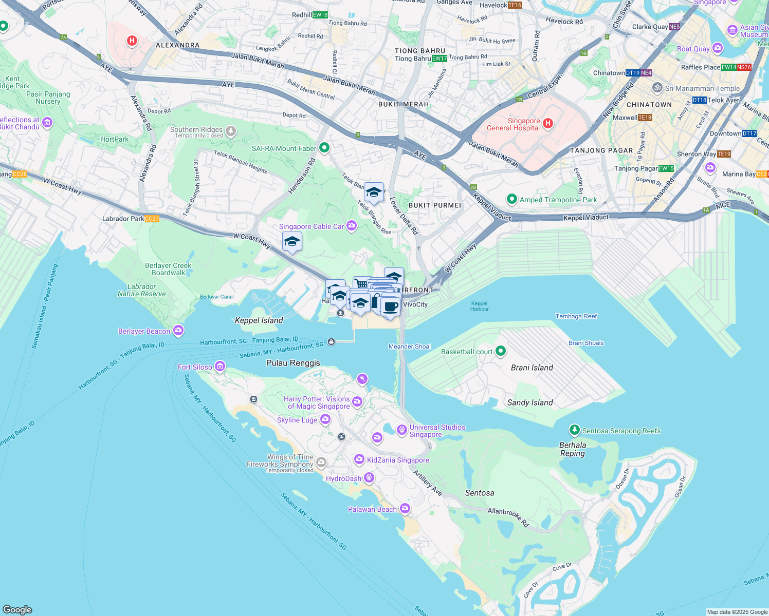 map of restaurants, bars, coffee shops, grocery stores, and more near in Singapore