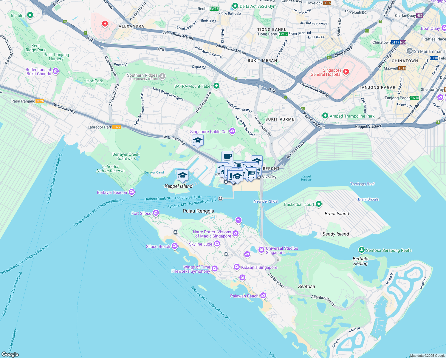 map of restaurants, bars, coffee shops, grocery stores, and more near in Singapore