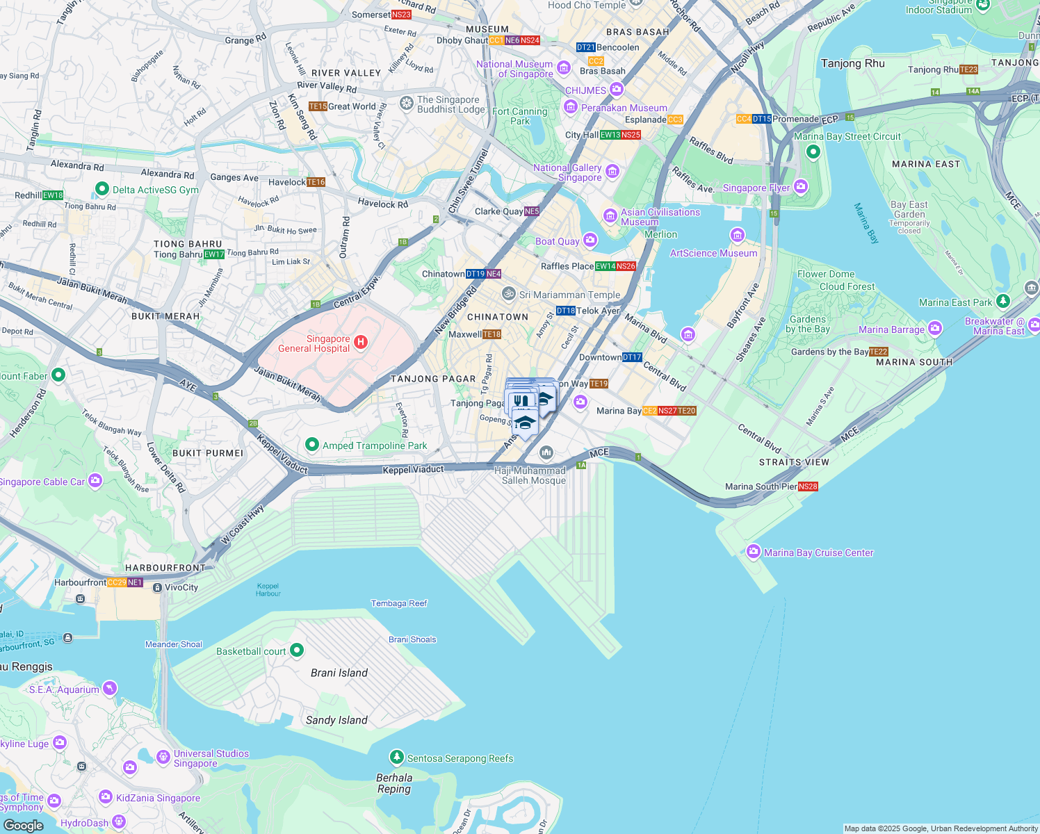 map of restaurants, bars, coffee shops, grocery stores, and more near in Singapore