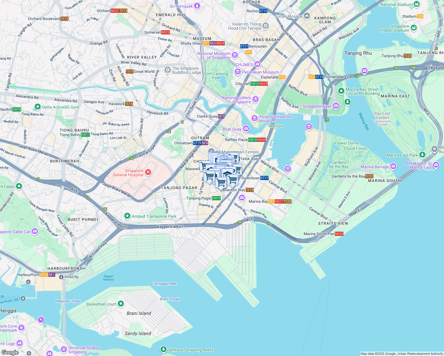 map of restaurants, bars, coffee shops, grocery stores, and more near in Singapore