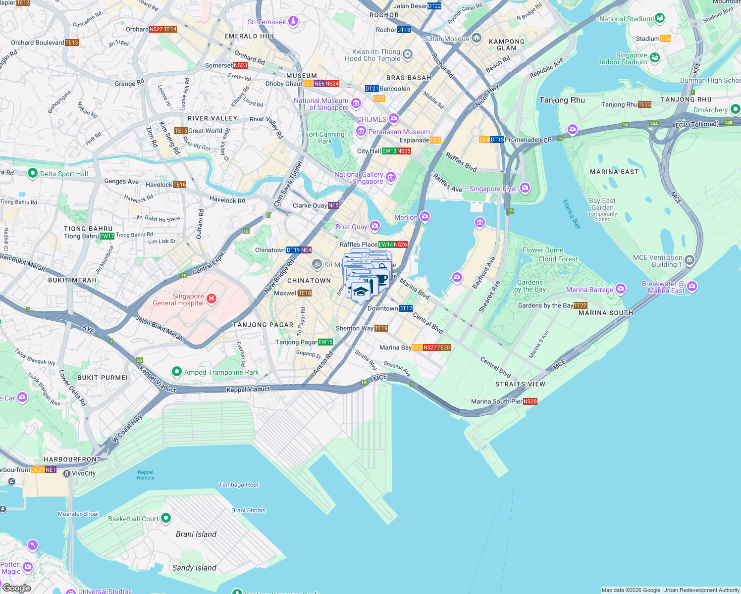 map of restaurants, bars, coffee shops, grocery stores, and more near in Singapore