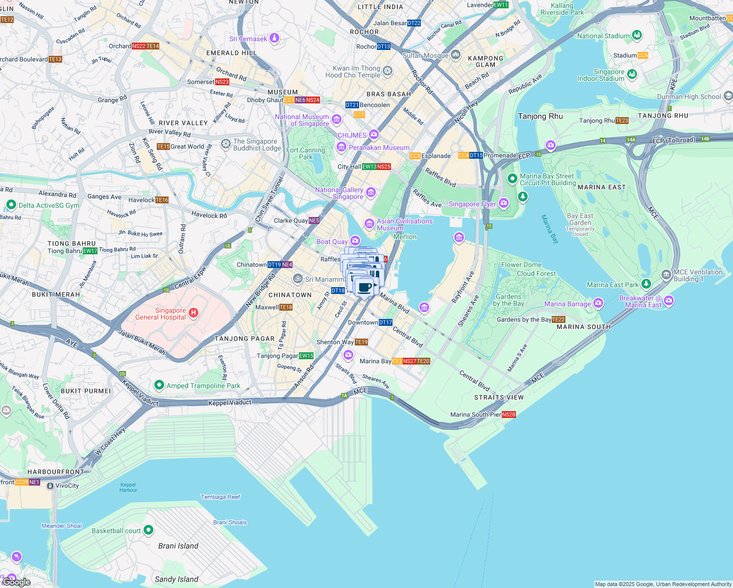 map of restaurants, bars, coffee shops, grocery stores, and more near in Singapore