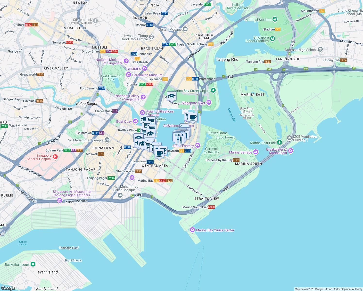 map of restaurants, bars, coffee shops, grocery stores, and more near in Singapore