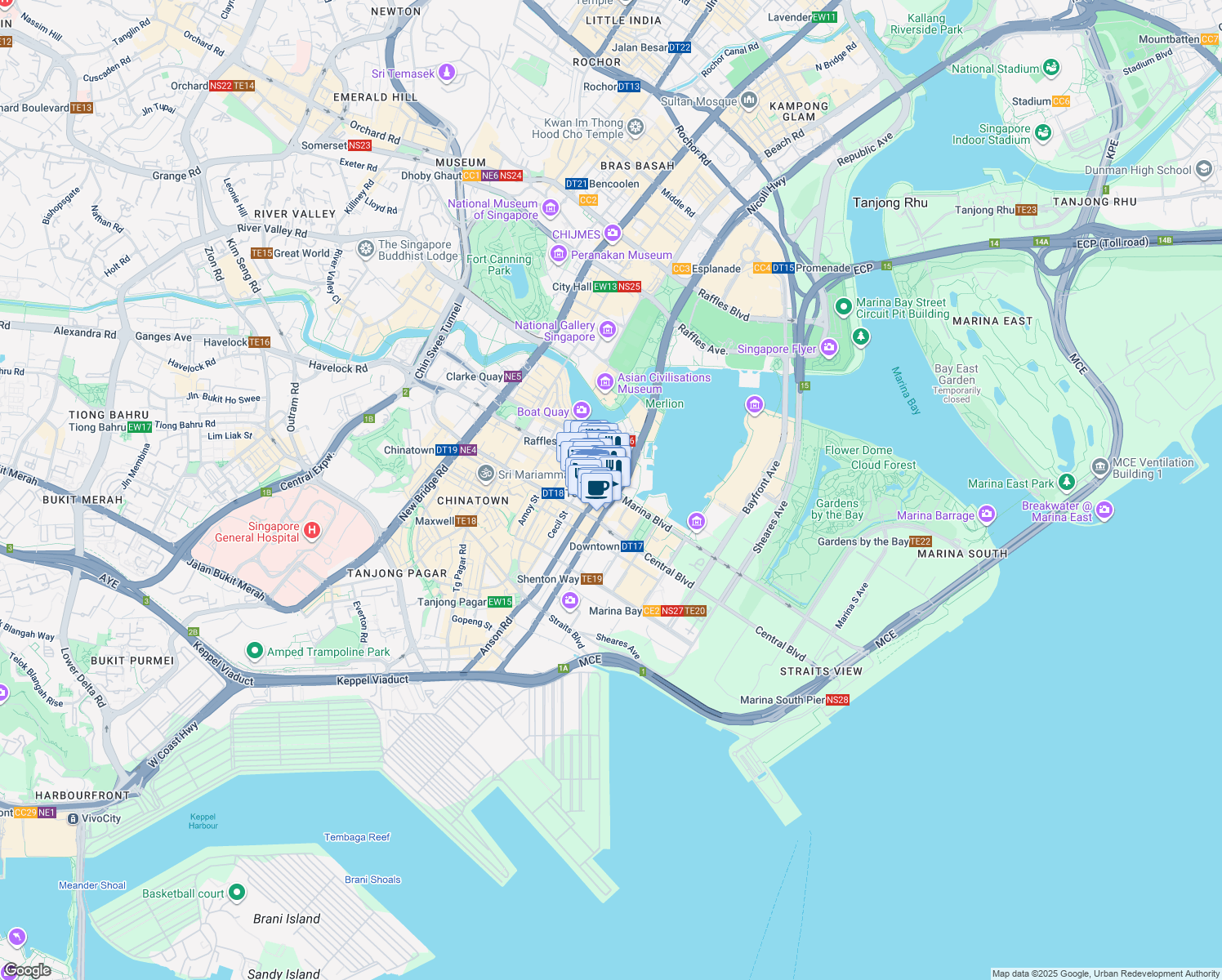 map of restaurants, bars, coffee shops, grocery stores, and more near in Singapore