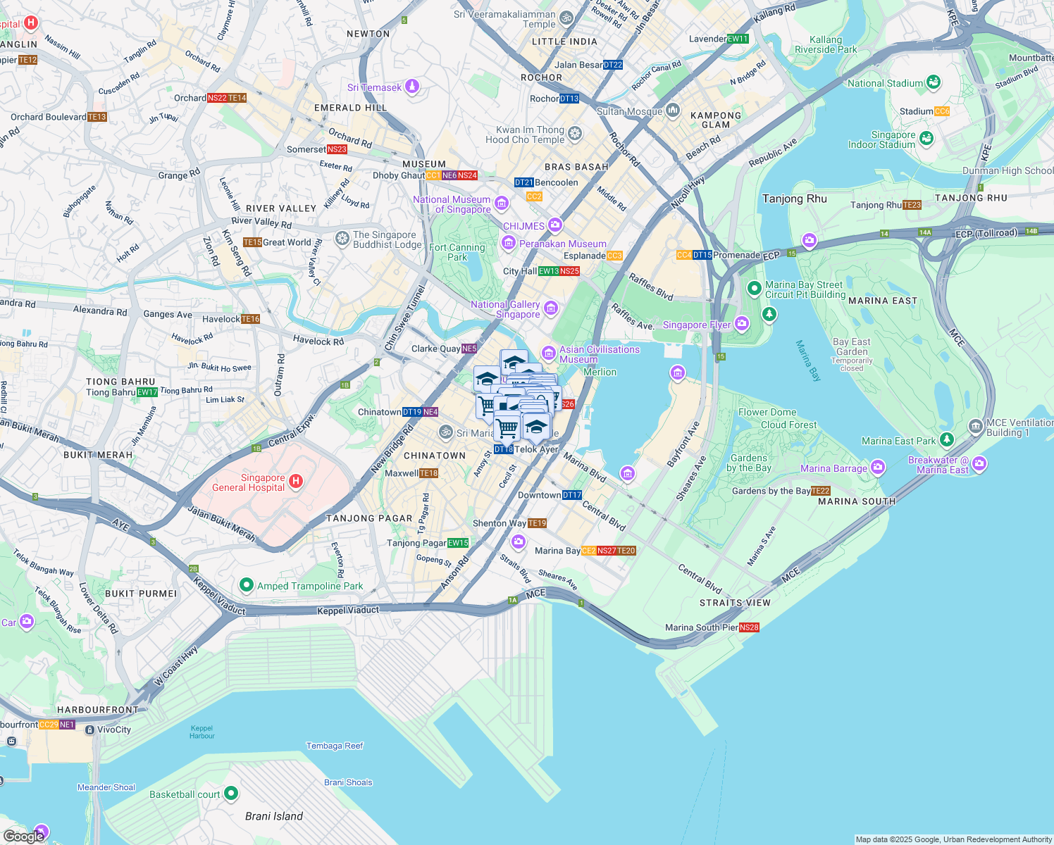 map of restaurants, bars, coffee shops, grocery stores, and more near in Singapore