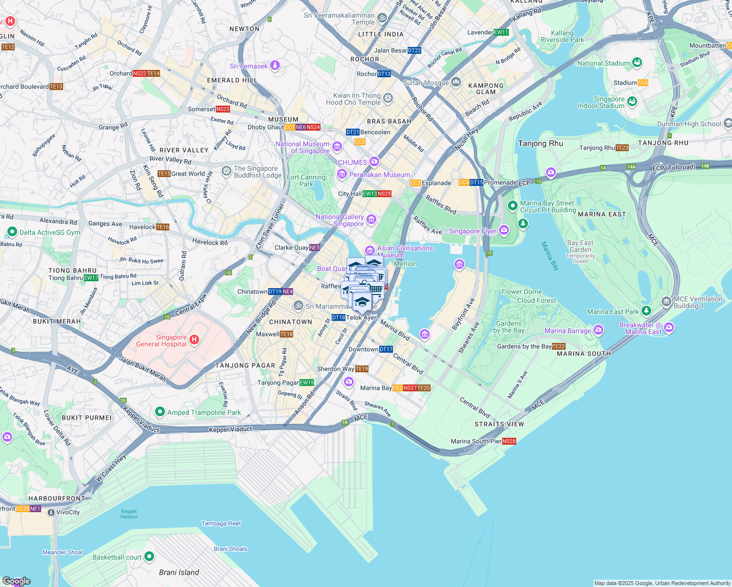 map of restaurants, bars, coffee shops, grocery stores, and more near in Singapore