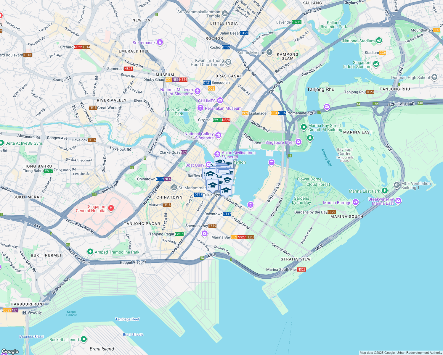 map of restaurants, bars, coffee shops, grocery stores, and more near in Singapore