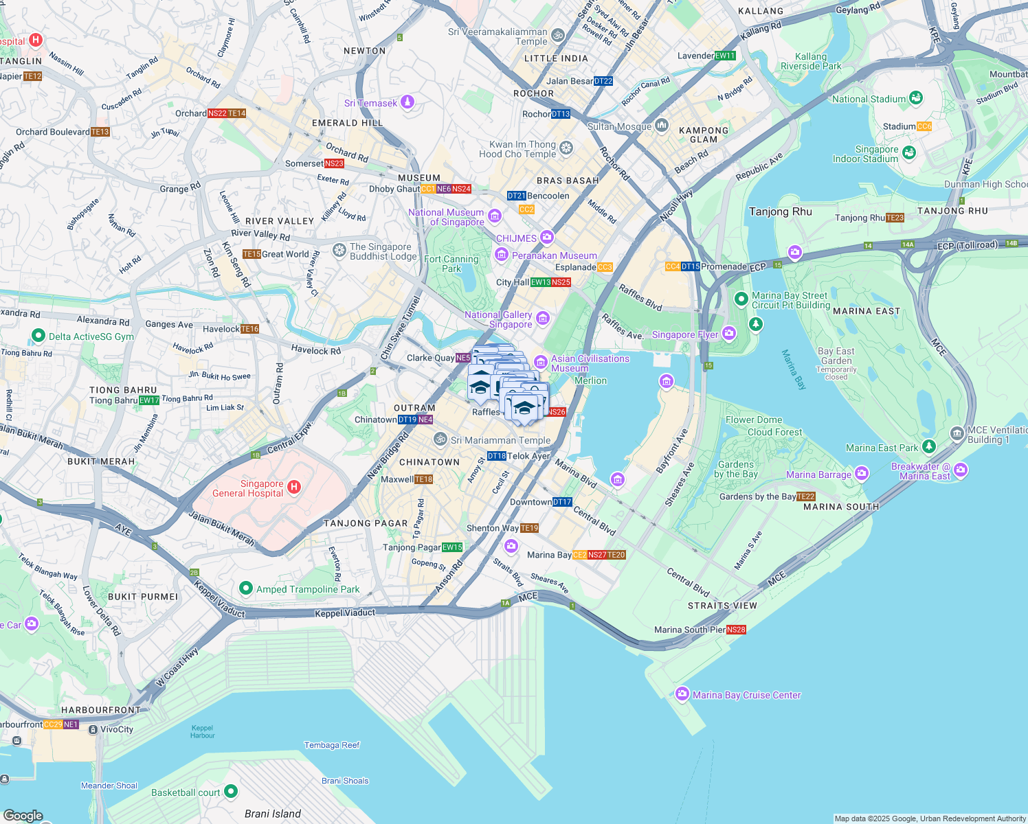 map of restaurants, bars, coffee shops, grocery stores, and more near in Singapore