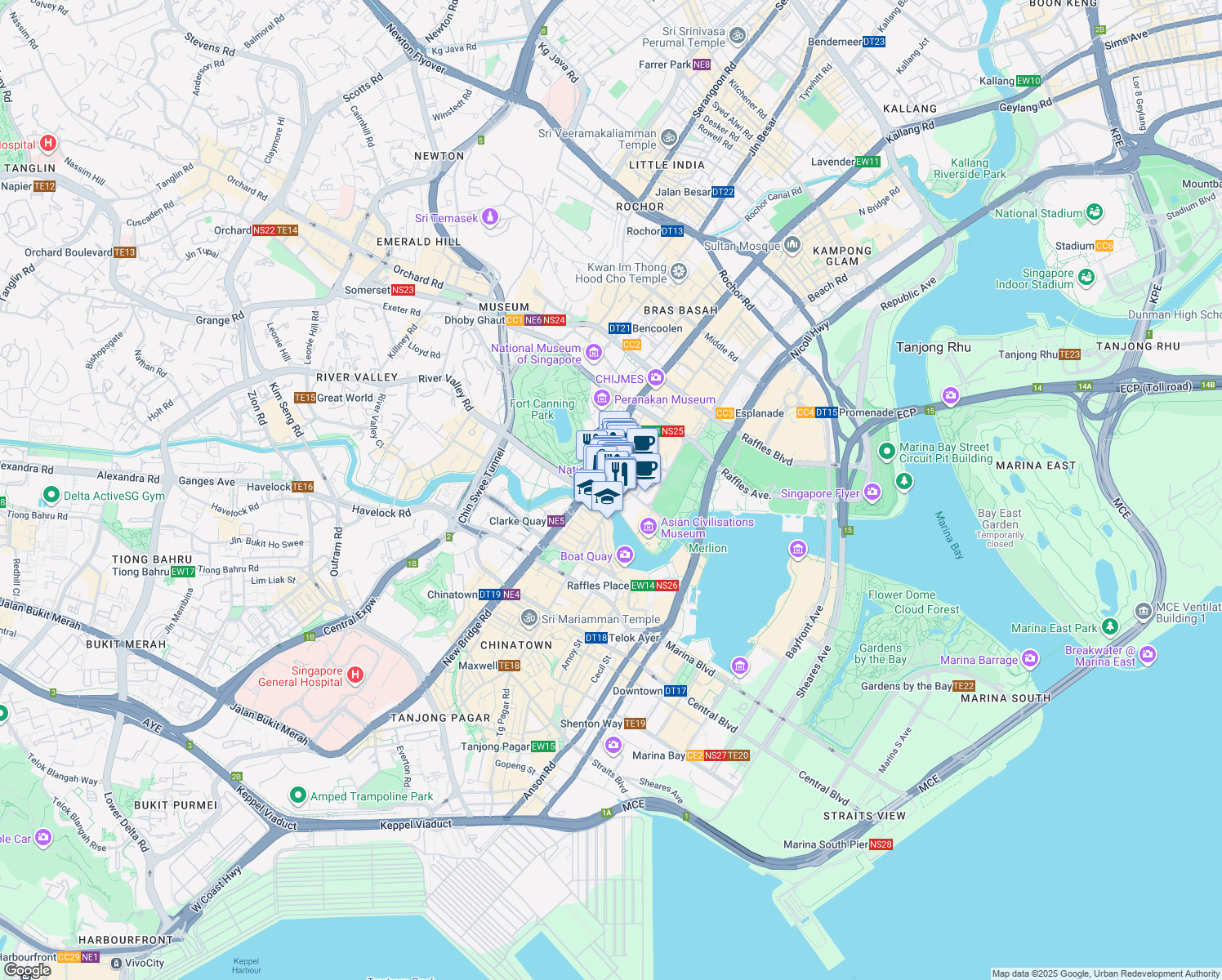 map of restaurants, bars, coffee shops, grocery stores, and more near in Singapore
