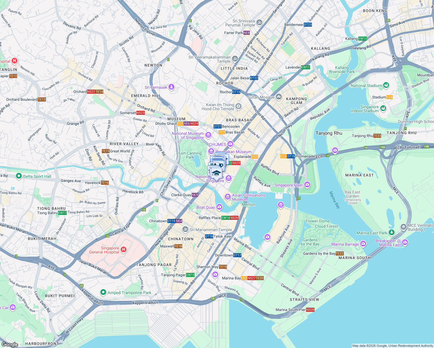 map of restaurants, bars, coffee shops, grocery stores, and more near in Singapore