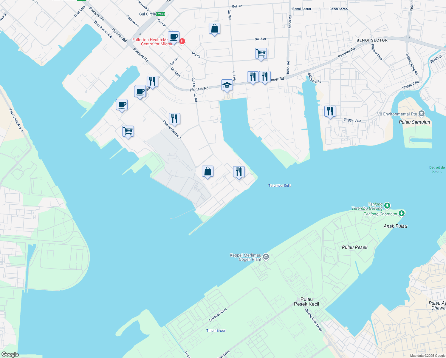 map of restaurants, bars, coffee shops, grocery stores, and more near in Singapore