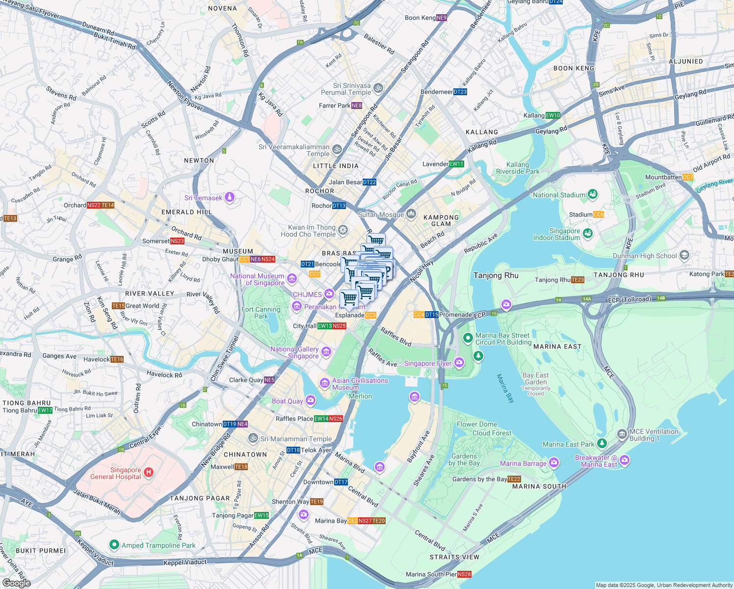 map of restaurants, bars, coffee shops, grocery stores, and more near in Singapore