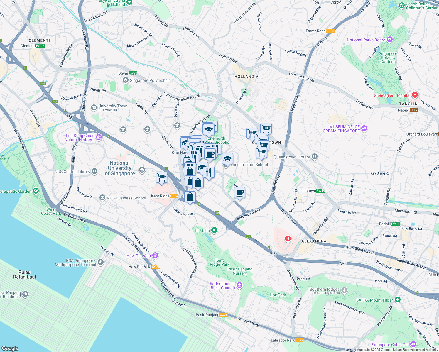 map of restaurants, bars, coffee shops, grocery stores, and more near in Singapore