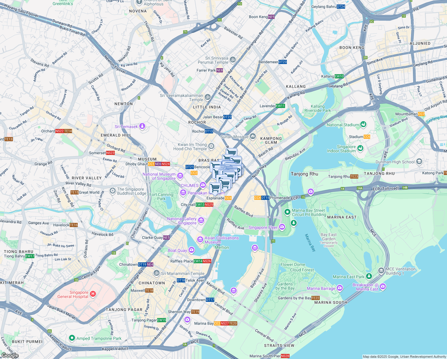 map of restaurants, bars, coffee shops, grocery stores, and more near in Singapore