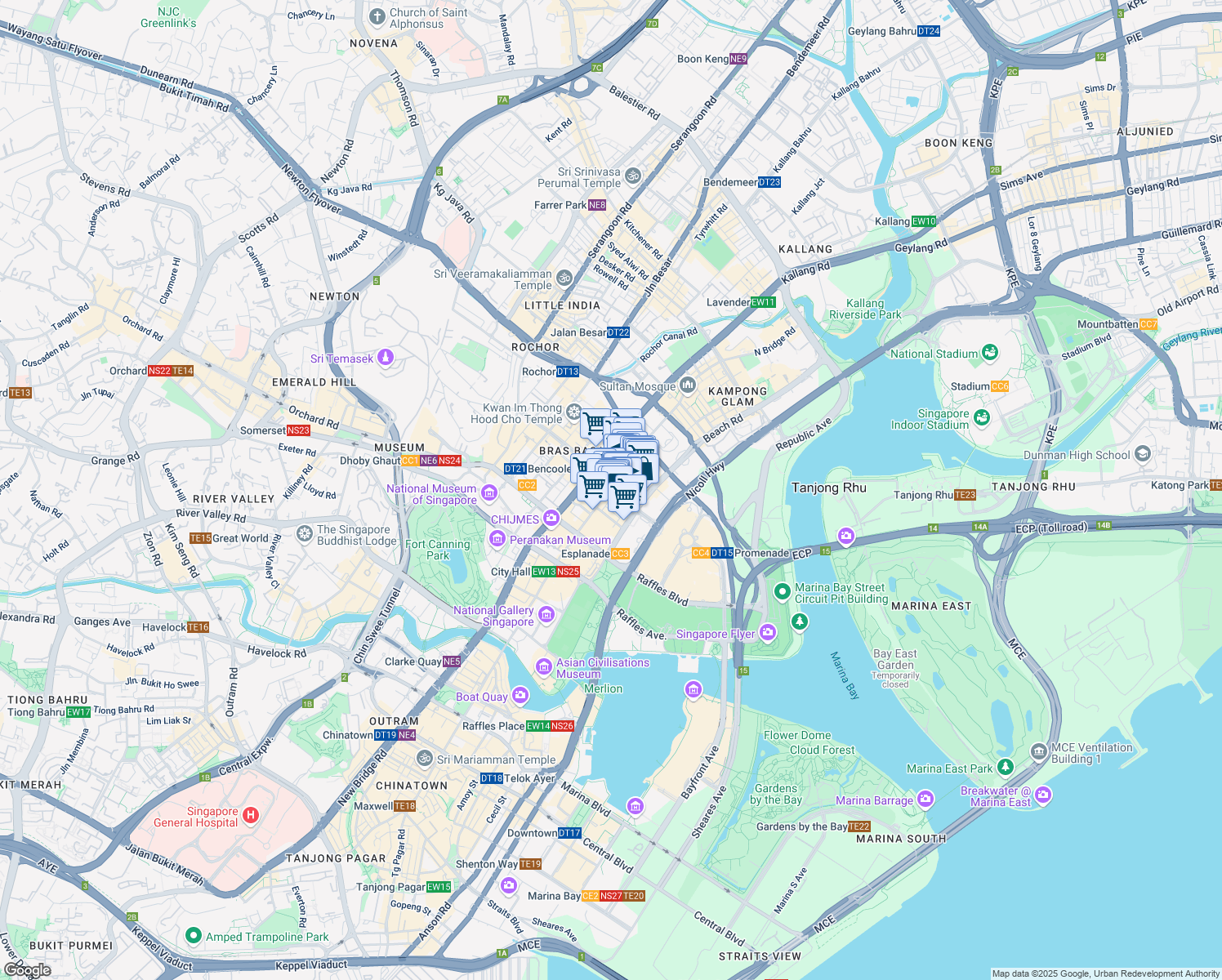 map of restaurants, bars, coffee shops, grocery stores, and more near in Singapore