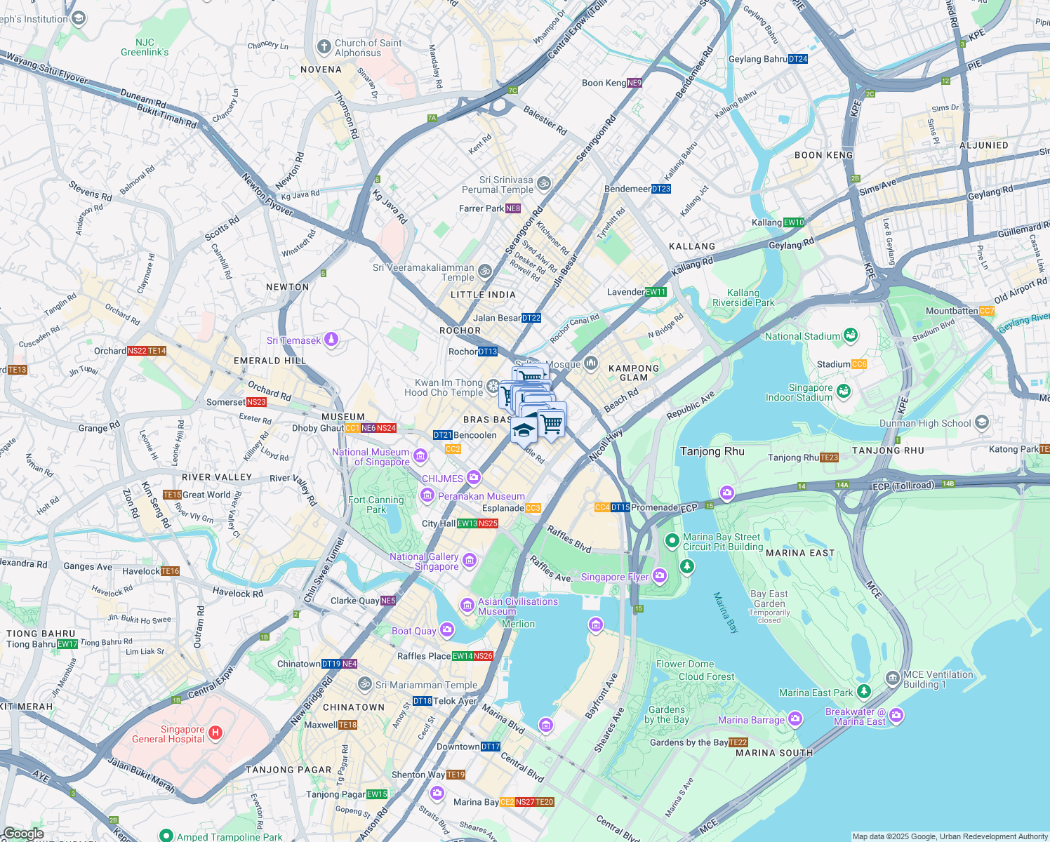 map of restaurants, bars, coffee shops, grocery stores, and more near in Singapore