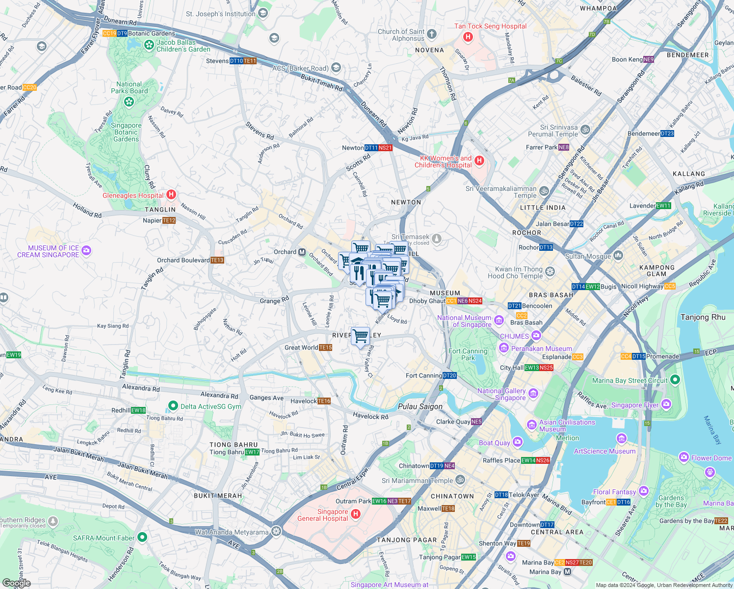 map of restaurants, bars, coffee shops, grocery stores, and more near in 