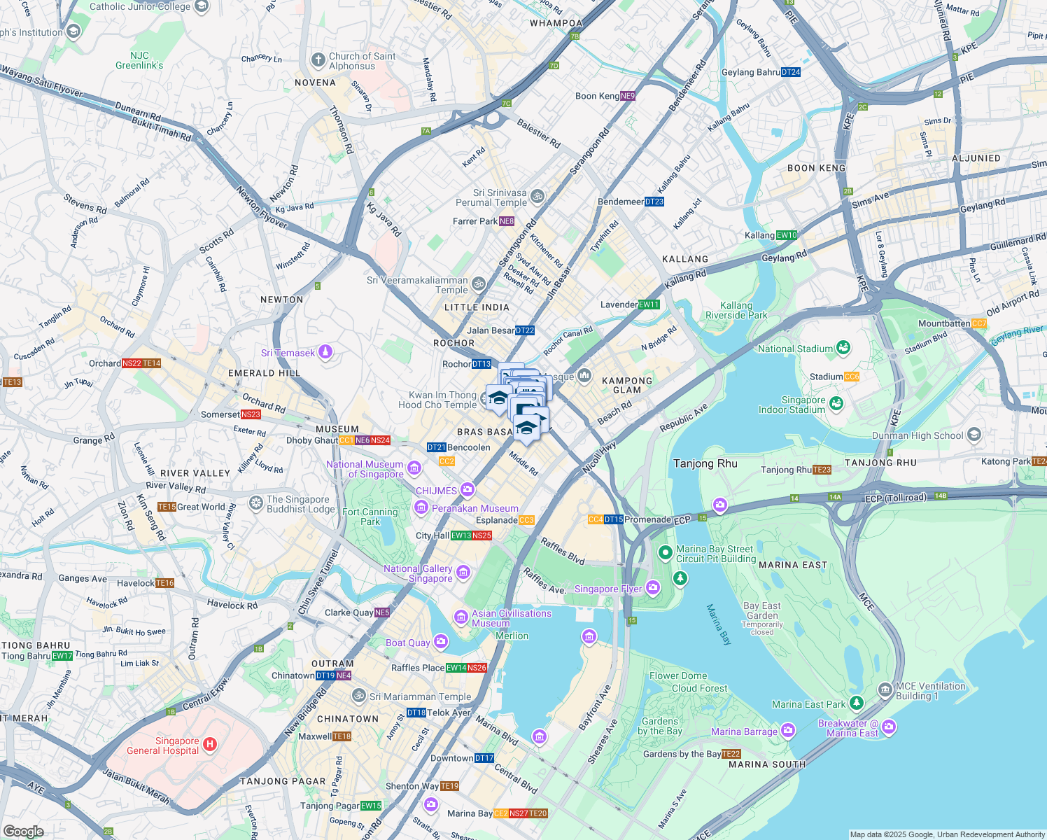 map of restaurants, bars, coffee shops, grocery stores, and more near in Singapore