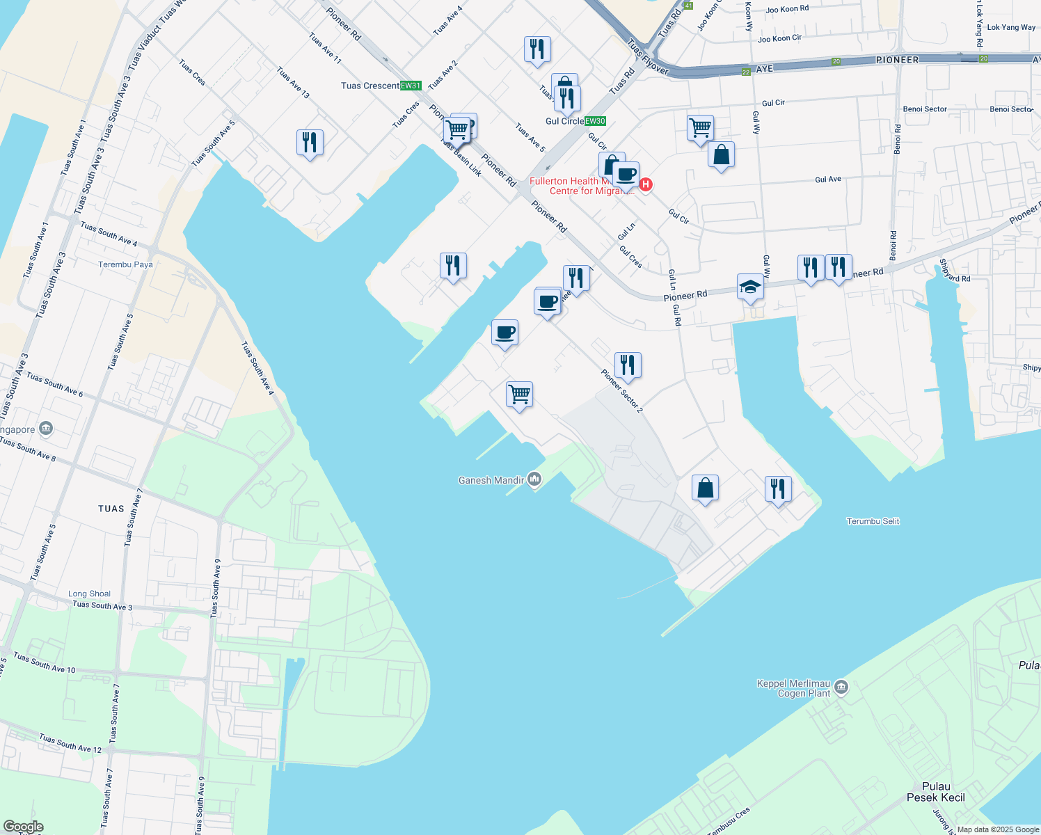 map of restaurants, bars, coffee shops, grocery stores, and more near in Singapore