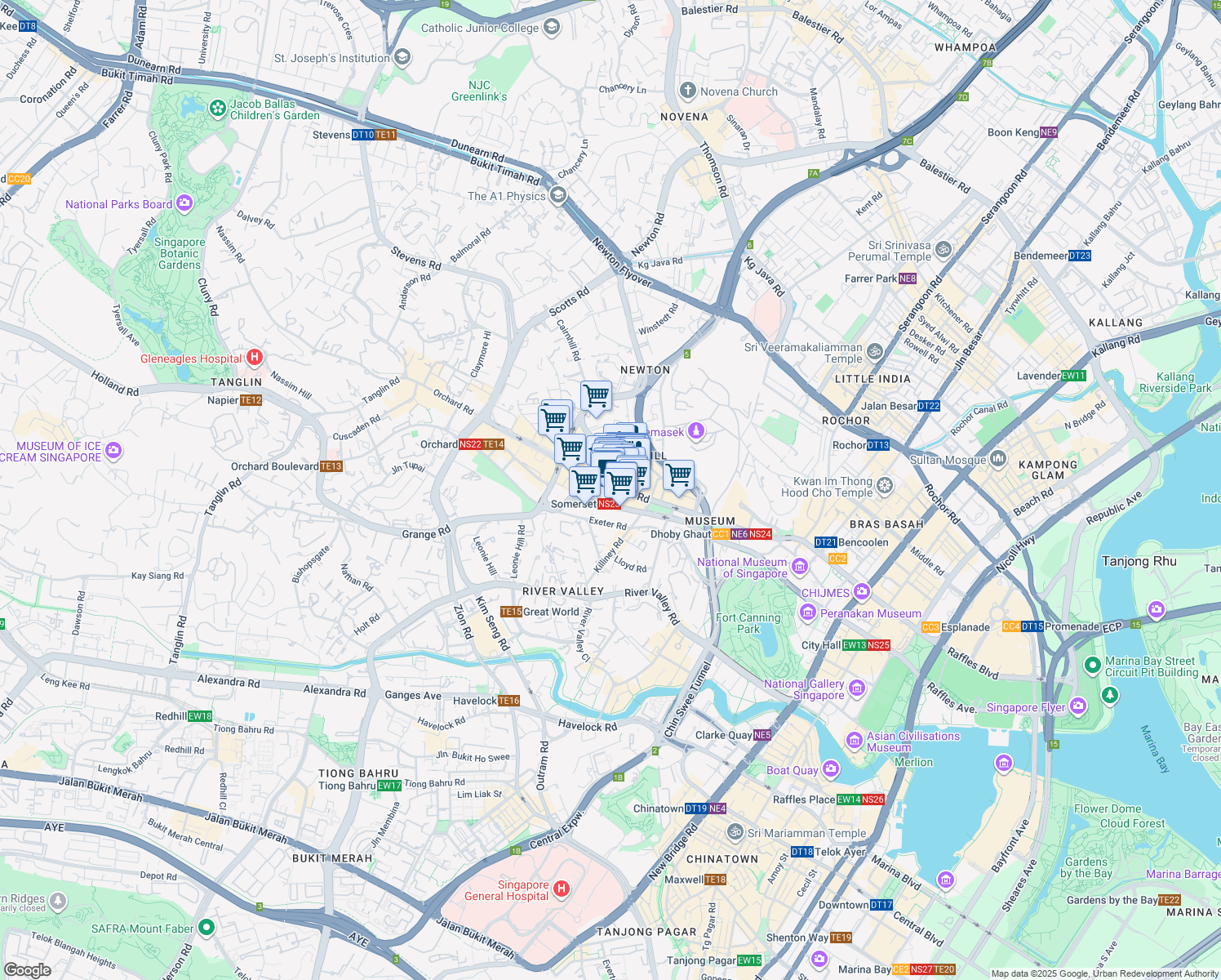 map of restaurants, bars, coffee shops, grocery stores, and more near in Singapore