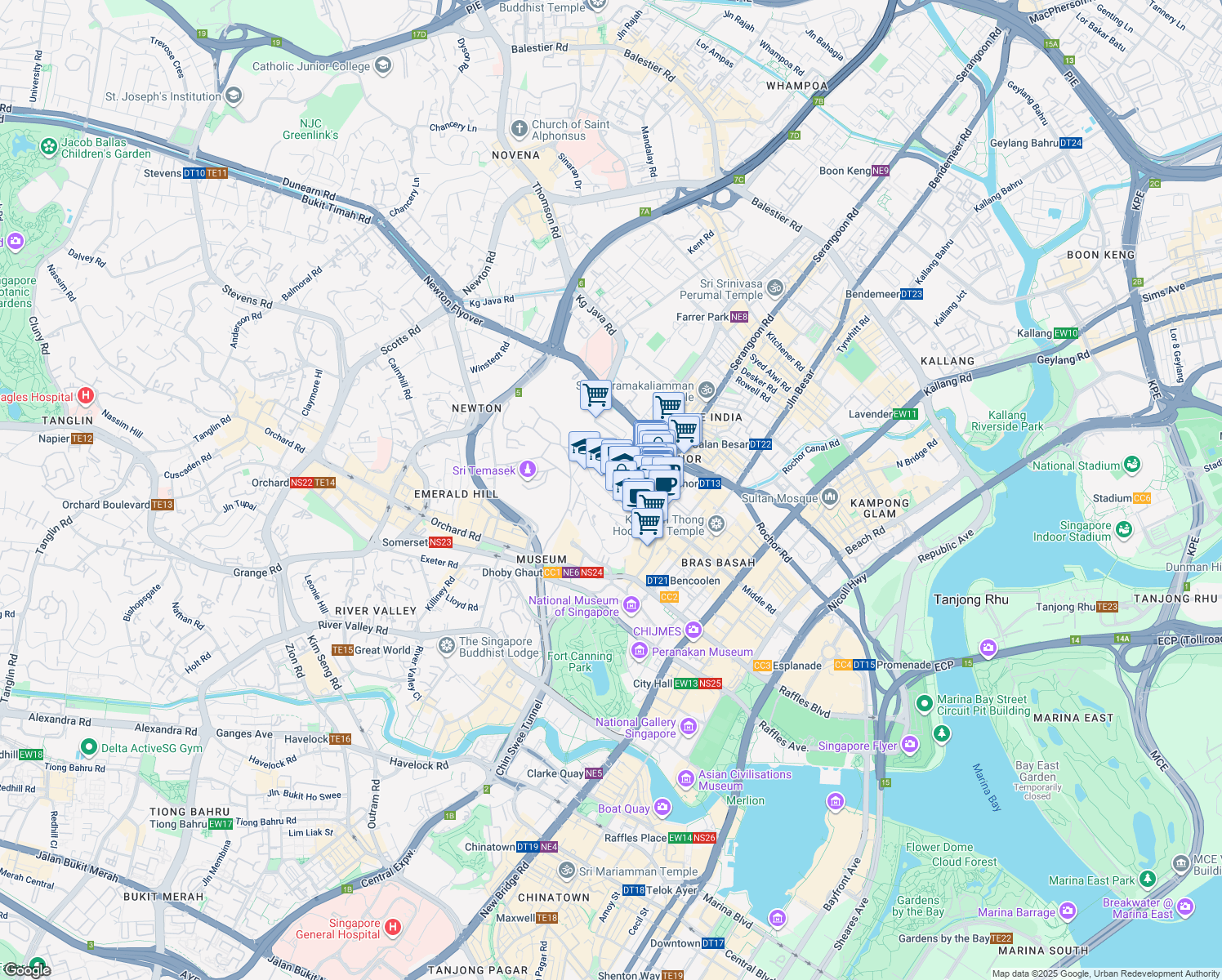 map of restaurants, bars, coffee shops, grocery stores, and more near in Singapore