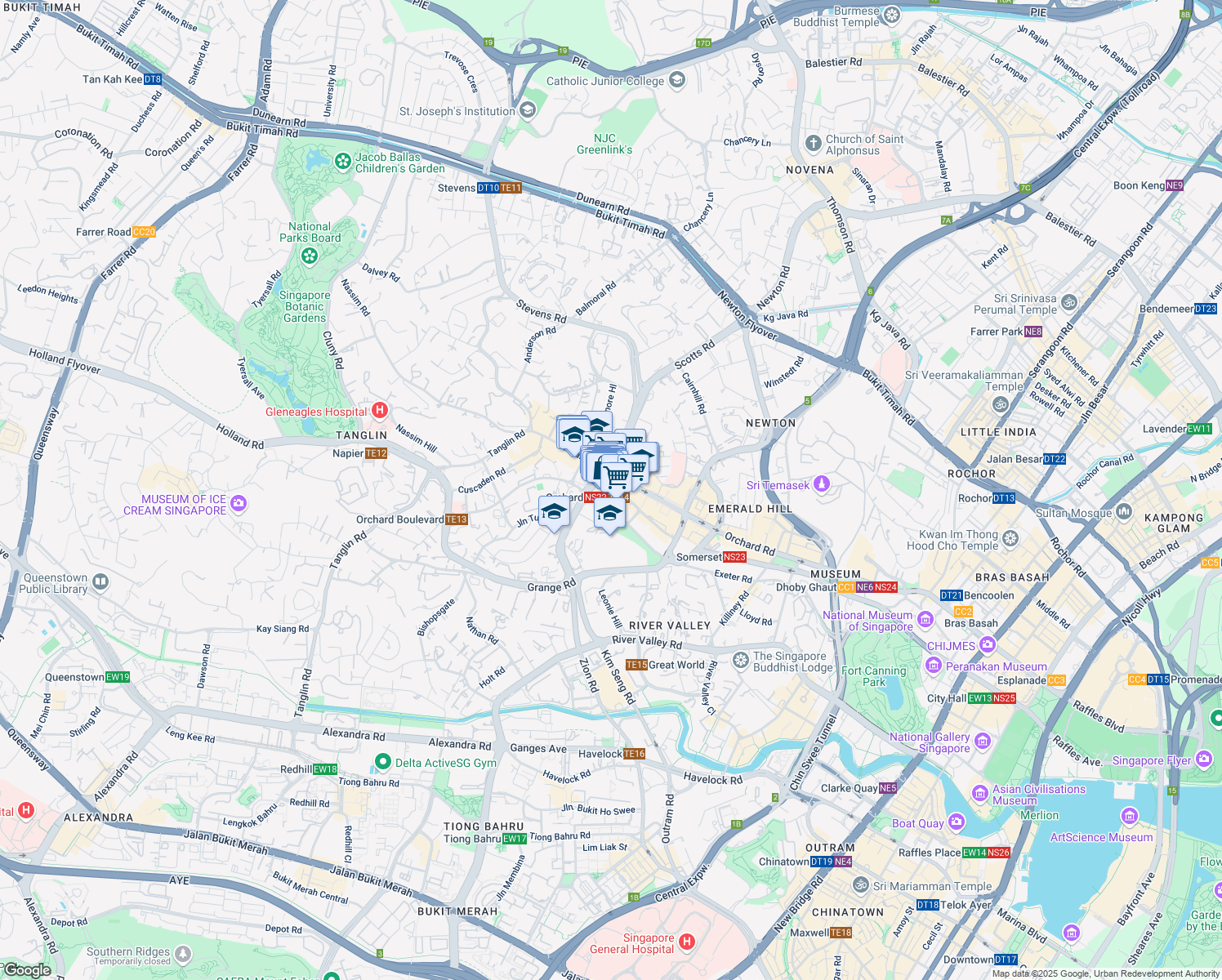 map of restaurants, bars, coffee shops, grocery stores, and more near in Singapore