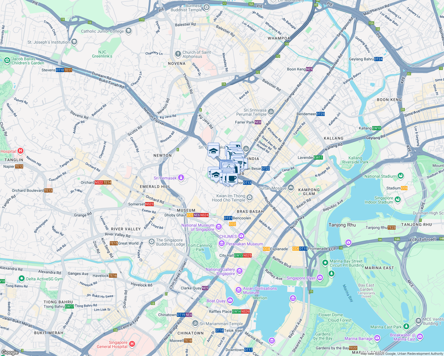 map of restaurants, bars, coffee shops, grocery stores, and more near in Singapore