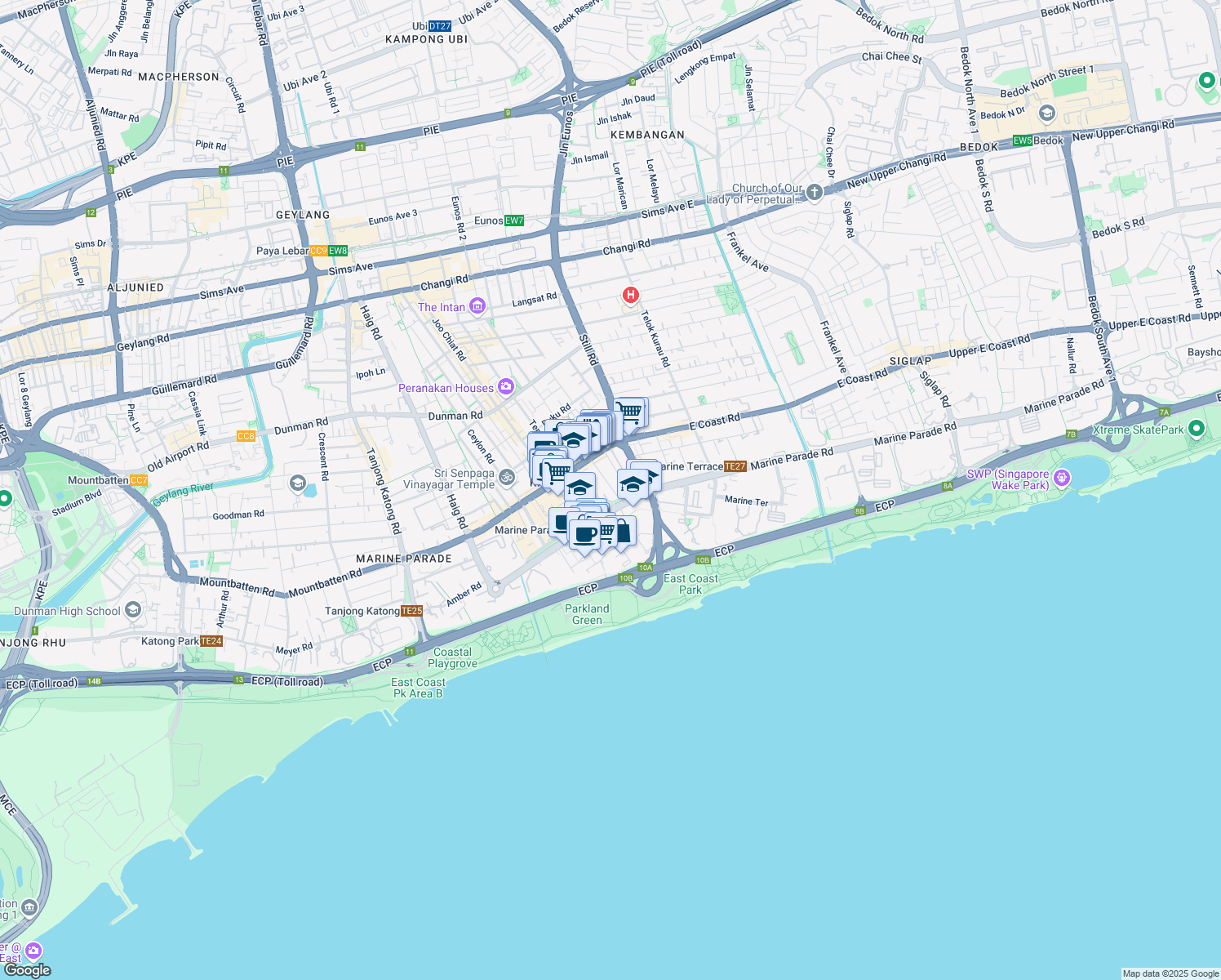 map of restaurants, bars, coffee shops, grocery stores, and more near in Singapore