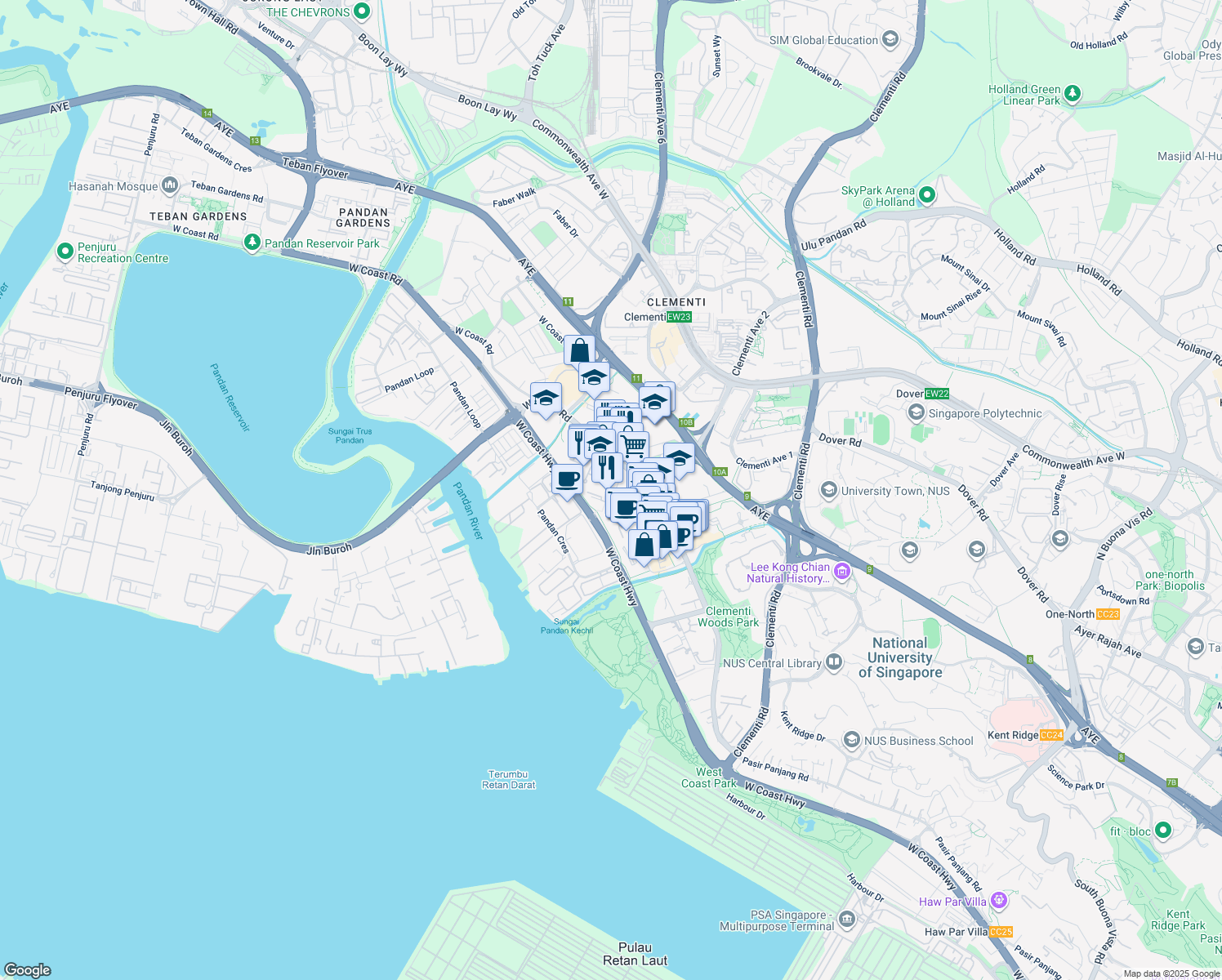 map of restaurants, bars, coffee shops, grocery stores, and more near in Singapore
