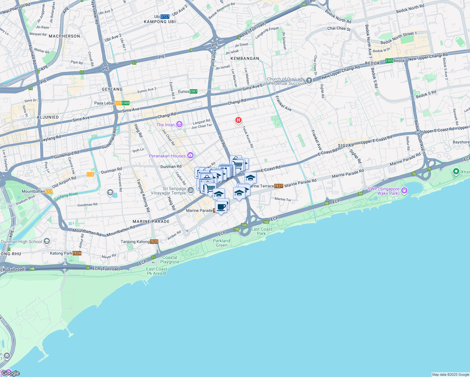 map of restaurants, bars, coffee shops, grocery stores, and more near in Singapore