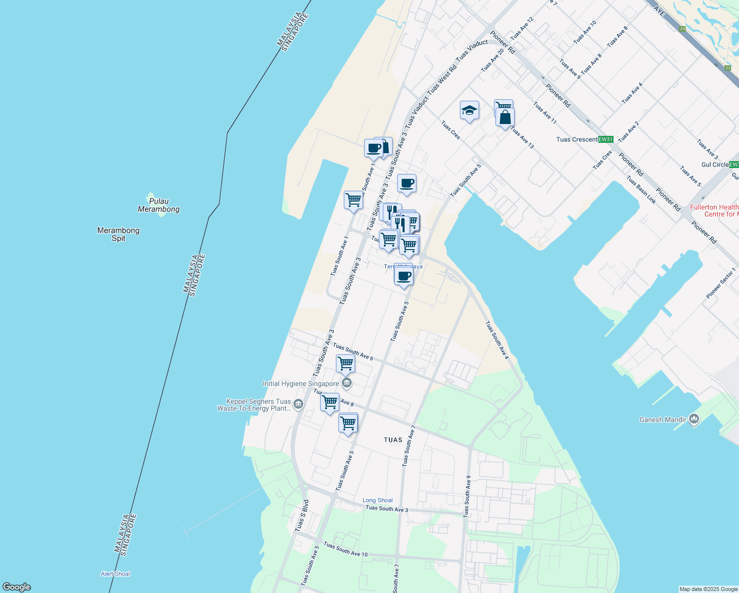 map of restaurants, bars, coffee shops, grocery stores, and more near in Singapore
