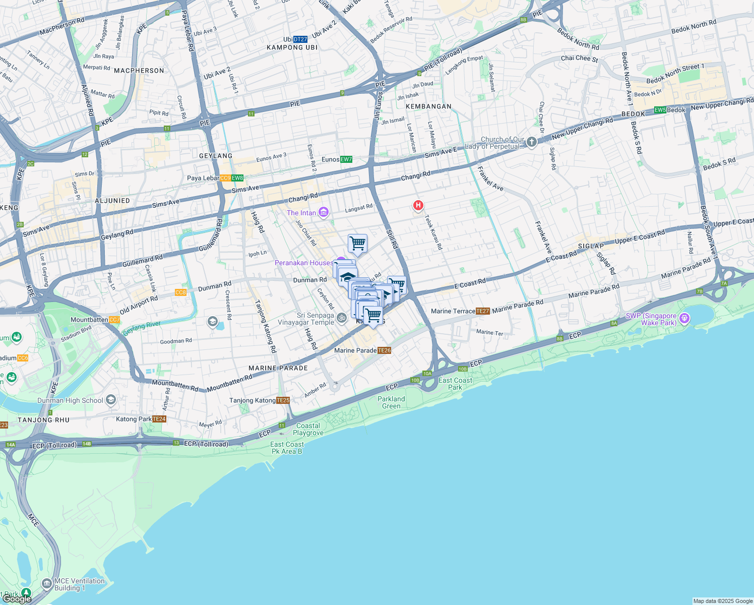 map of restaurants, bars, coffee shops, grocery stores, and more near in Singapore