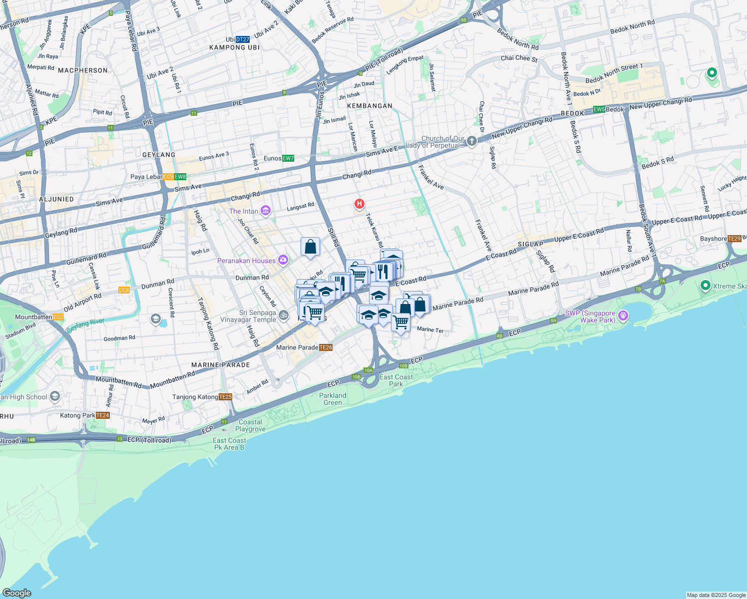 map of restaurants, bars, coffee shops, grocery stores, and more near in Singapore