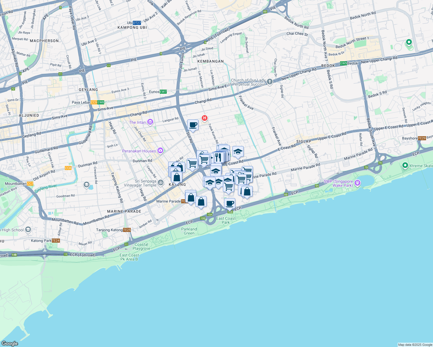 map of restaurants, bars, coffee shops, grocery stores, and more near in Singapore
