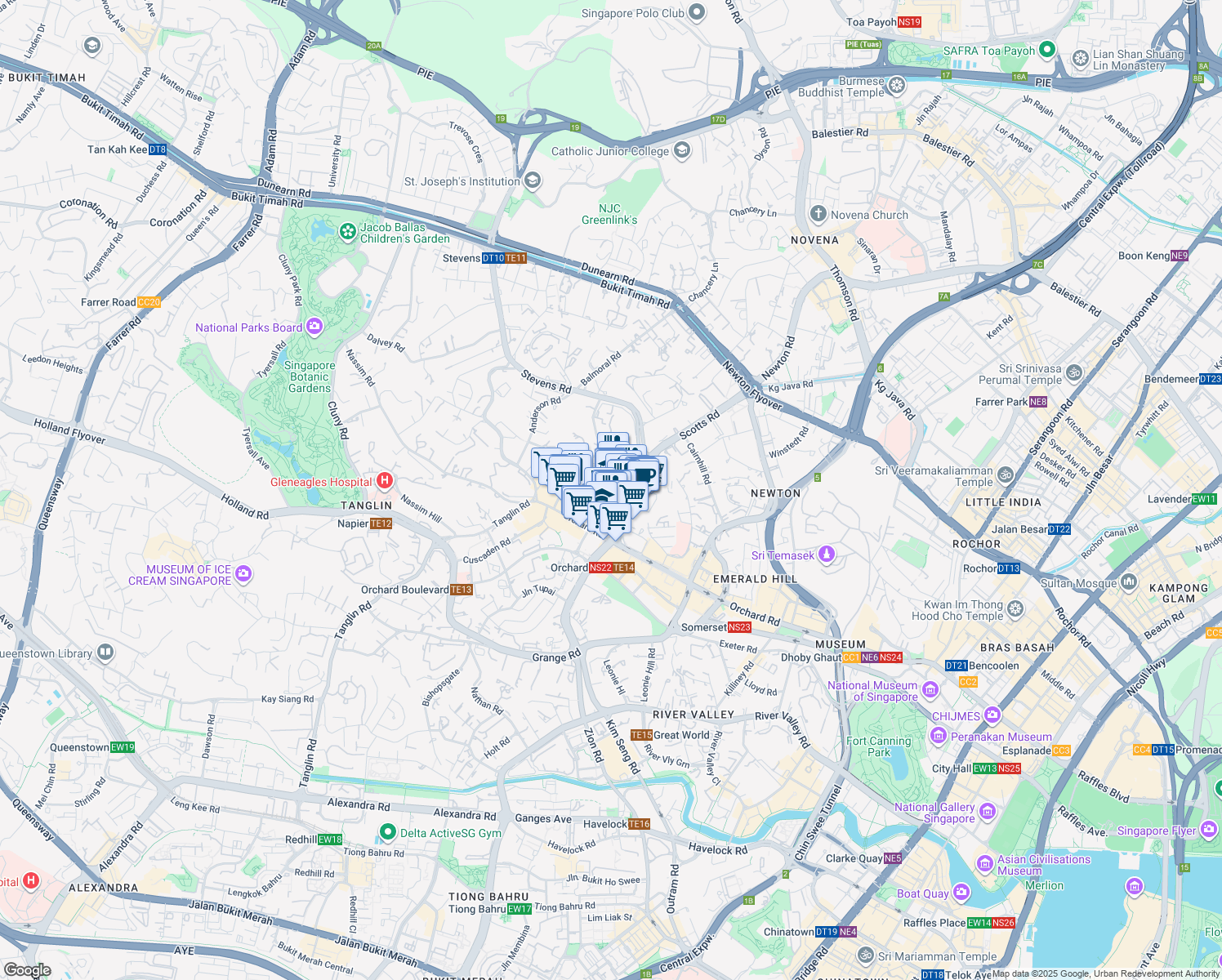 map of restaurants, bars, coffee shops, grocery stores, and more near in Singapore