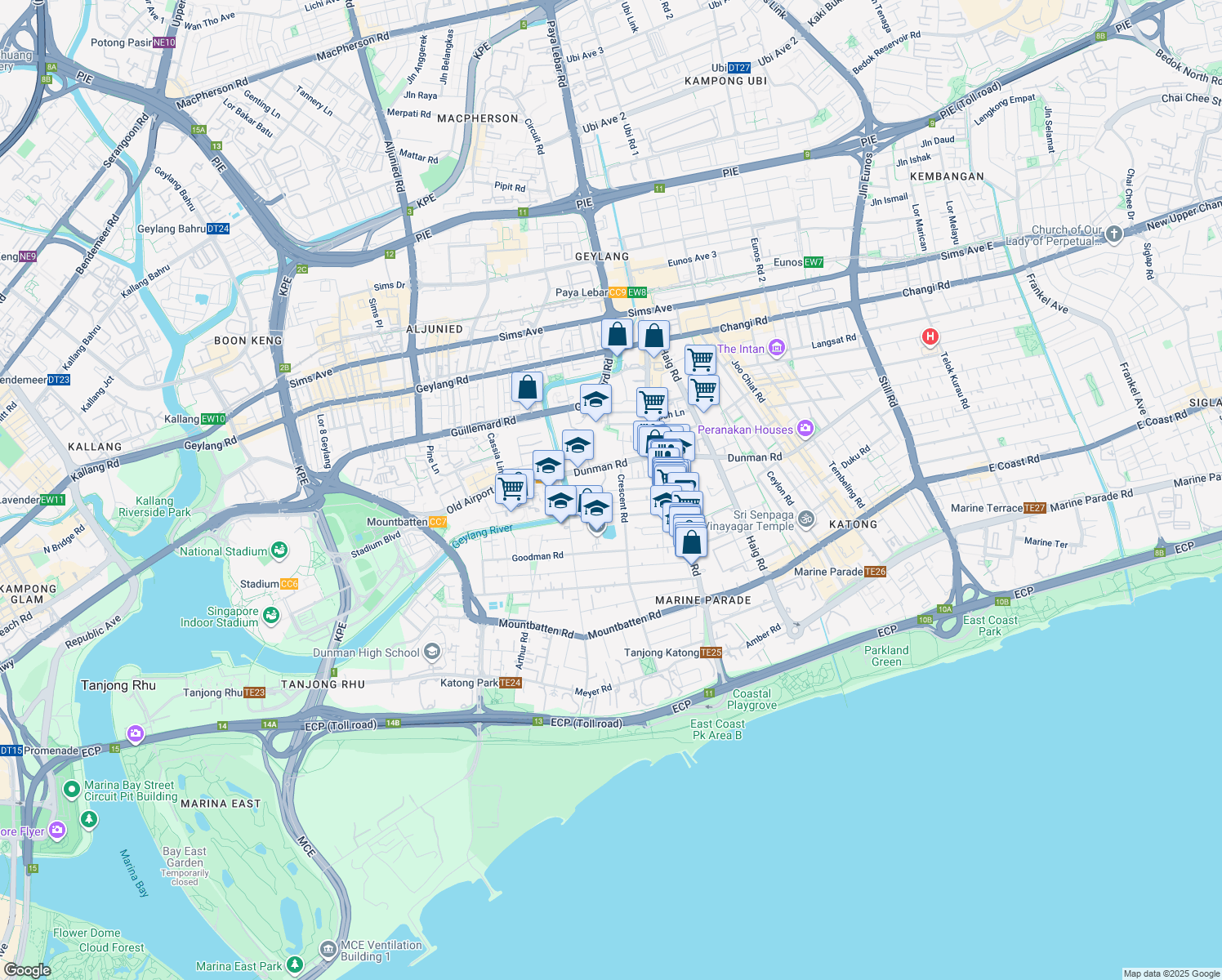 map of restaurants, bars, coffee shops, grocery stores, and more near in Singapore